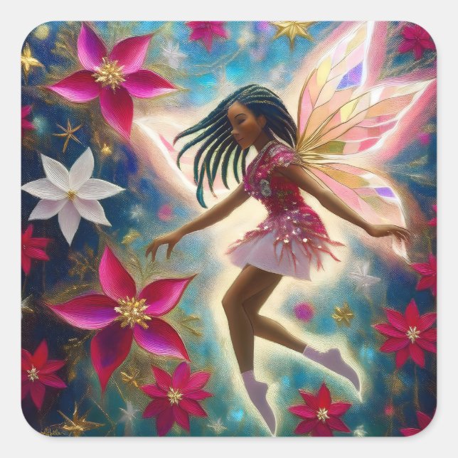 Christmas Fairy Collection - Cornrows Braids Hair Square Sticker (Front)