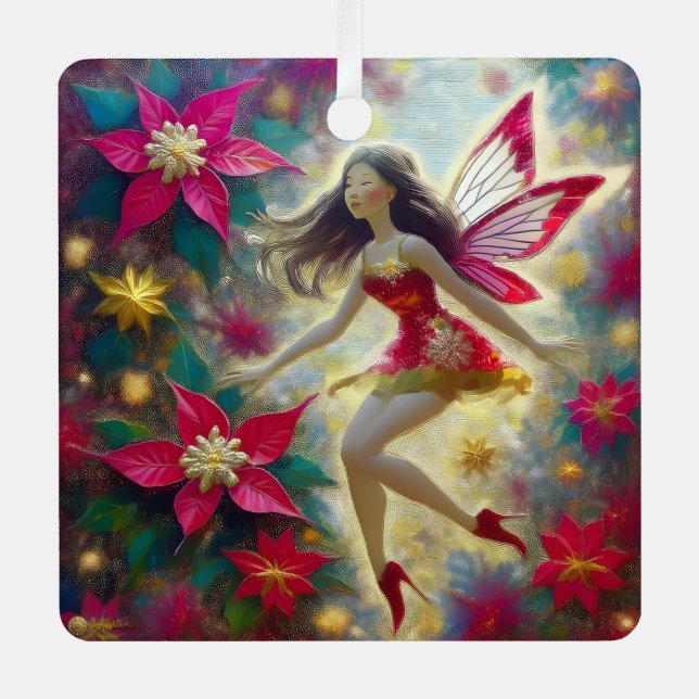 Christmas Fairy Collection - Dark Brown Hair Metal Tree Decoration (Front)