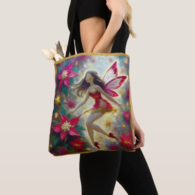 Christmas Fairy Collection - Dark Brown Hair Tote Bag (Close Up)