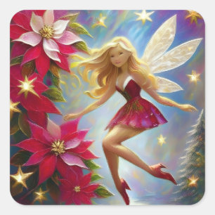 Christmas Fairy Collection - Honey Blonde Hair Square Sticker