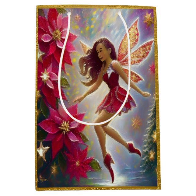 Christmas Fairy Collection - Light Auburn Hair Medium Gift Bag (Front)