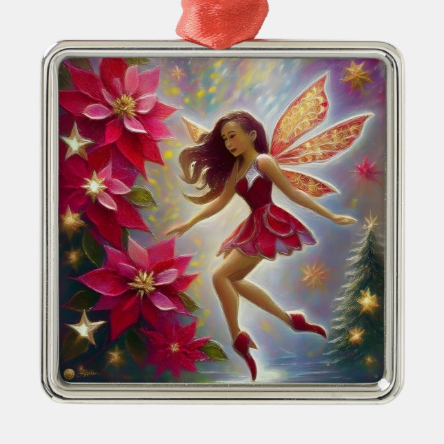 Christmas Fairy Collection - Light Auburn Hair Metal Tree Decoration (Front)