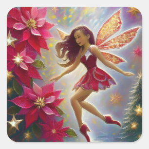 Christmas Fairy Collection - Light Auburn Hair Square Sticker