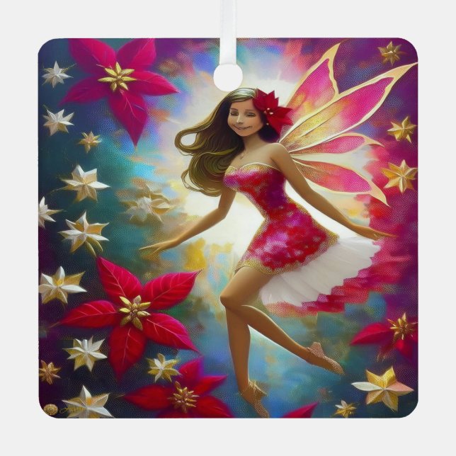 Christmas Fairy Collection - Light Brown Hair Metal Tree Decoration (Front)