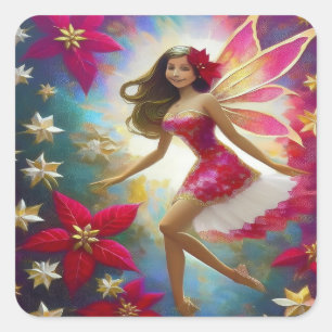 Christmas Fairy Collection - Light Brown Hair Square Sticker