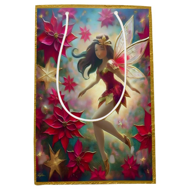 Christmas Fairy Collection - Medium Brown Hair Gift Bag (Front)