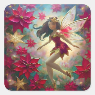 Christmas Fairy Collection - Medium Brown Hair Square Sticker