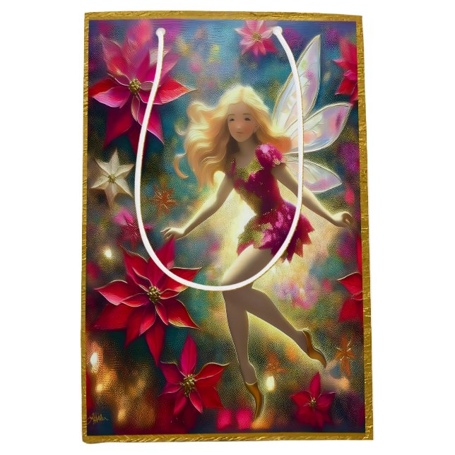 Christmas Fairy Collection - Pale Gold Blonde Hair Medium Gift Bag (Front)
