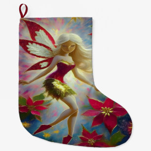 Christmas Fairy Collection - Platinum Blonde Hair Large Christmas Stocking