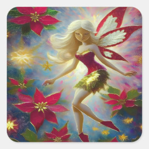 Christmas Fairy Collection - Platinum Blonde Hair Square Sticker