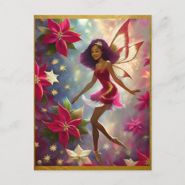 Christmas Fairy Collection Plum Tint Natural Hair Postcard (Front)
