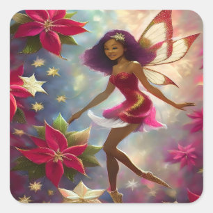 Christmas Fairy Collection Plum Tint Natural Hair Square Sticker
