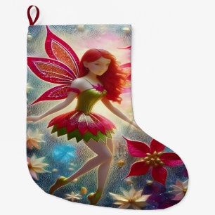 Christmas Fairy Collection - Red Hair Large Christmas Stocking