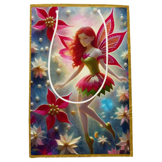 Christmas Fairy Collection - Red Hair Medium Gift Bag (Front)