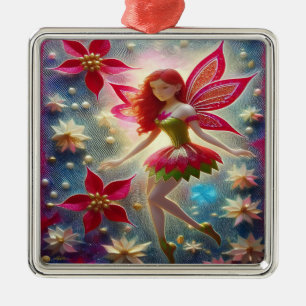 Christmas Fairy Collection - Red Hair Metal Tree Decoration