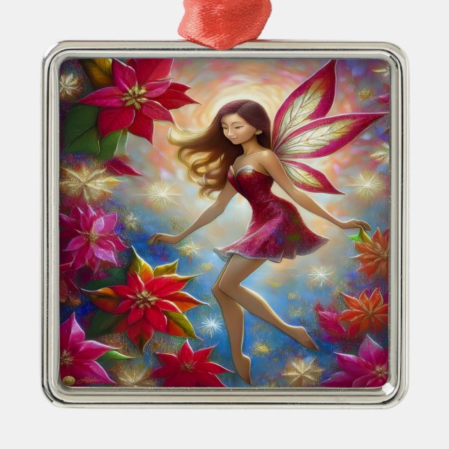 Christmas Fairy Collection - Reddish Brown Hair Metal Tree Decoration (Front)