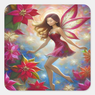 Christmas Fairy Collection - Reddish Brown Hair Square Sticker