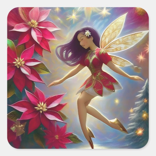 Christmas Fairy Collection - Straight Plum Hair Square Sticker (Front)
