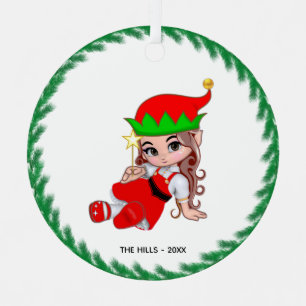 Christmas Fairy Elf Holding a Star Metal Tree Decoration