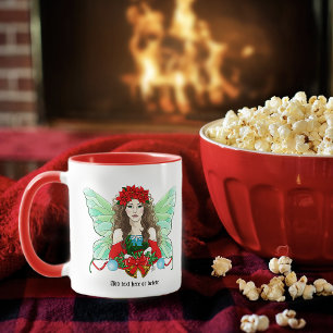 Christmas Fairy Fantasy Holly Bells Poinsettias   Mug