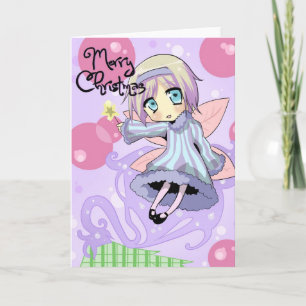 Christmas fairy girl holiday card