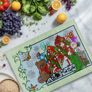 Christmas Fairy Green Toys Festive Cutting Board