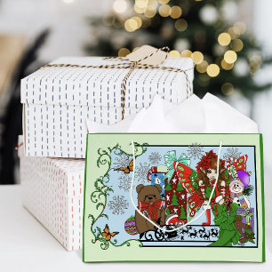 Christmas Fairy Green Toys Festive Large Gift Bag