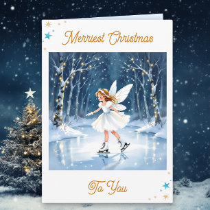 Christmas Fairy Ice Skating in an Enchanted Forest Card