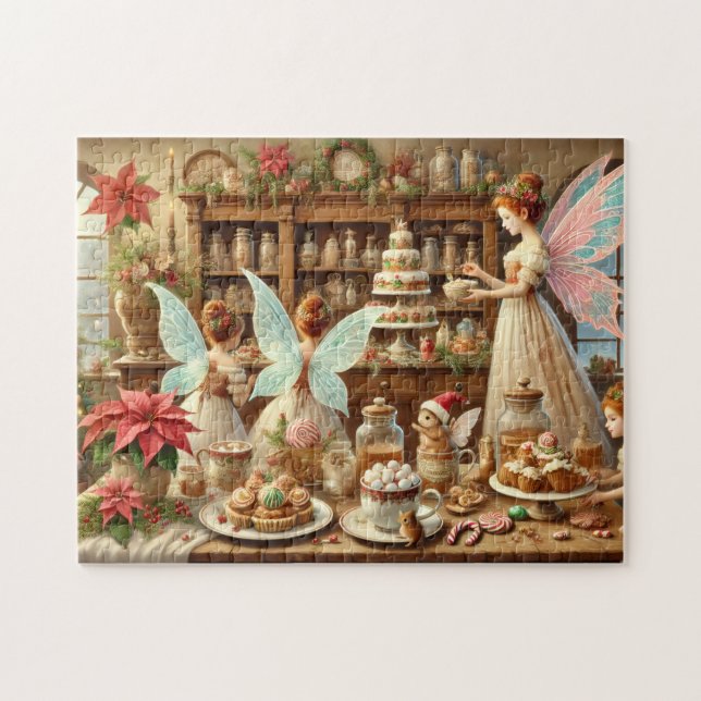 Christmas Fairy Kitchen Holiday Baking Fairies Jigsaw Puzzle (Horizontal)