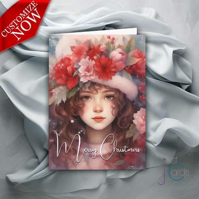 Christmas Fairy of the Peonies Card (Customizable text 
)