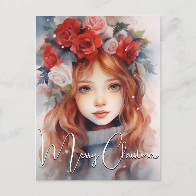 Christmas Fairy of the Roses Holiday Postcard (Front)