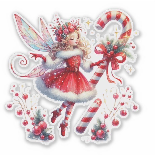 Christmas Fairy Red White Candy Cane (Front)