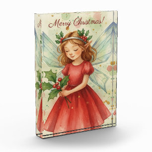 Christmas Fairy Watercolor Art Holiday Photo Block