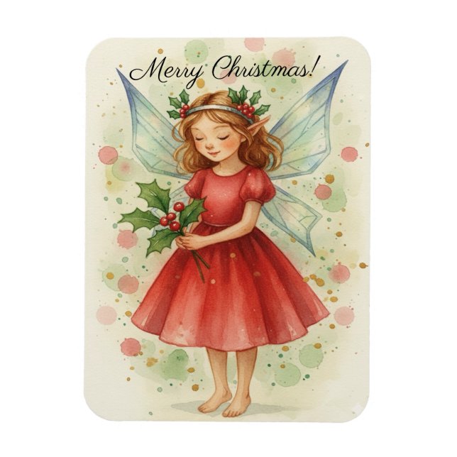 Christmas Fairy Watercolor Art  Magnet (Vertical)