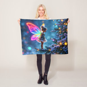 Christmas fairy winter forest festive magic fleece blanket