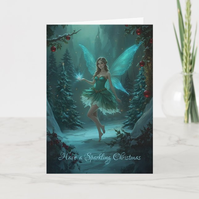 Christmas Fairy with a Spark of Magic Holiday Card (Front)