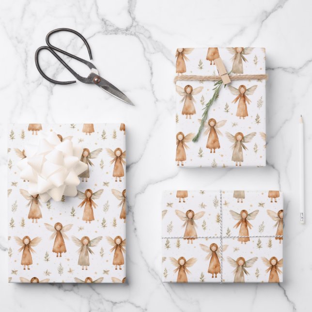 Christmas Fairytale Gift Wrap in Neutral Colours (Front)