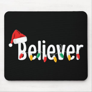 Christmas Faith Believer   Santa Claus Xmas Lights Mouse Mat