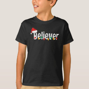 Christmas Faith Believer   Santa Claus Xmas Lights T-Shirt