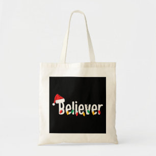 Christmas Faith Believer   Santa Claus Xmas Lights Tote Bag