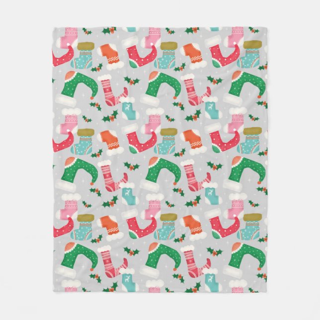christmas falalala grey -Stockings  Fleece Blanket (Front)