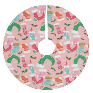 Christmas falalala pink -Stockings  Brushed Polyester Tree Skirt