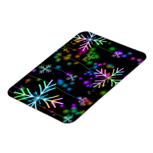 Christmas falling rainbow coloured snowflakes Slip Magnet