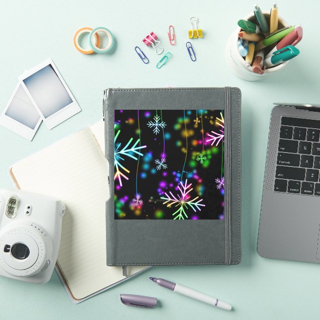 Christmas falling various neon colours snowflakes  (iPad Cover)