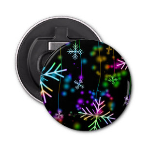 Christmas falling various neon colours snowflakes  bottle opener
