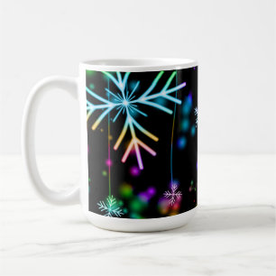 Christmas falling various neon colours snowflakes coffee mug