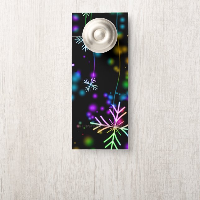 Christmas falling various neon colours snowflakes  door hanger (On Knob)