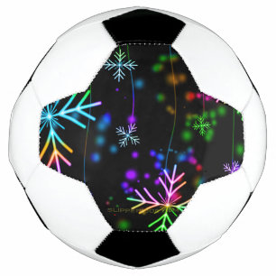Christmas falling various neon colours snowflakes  football