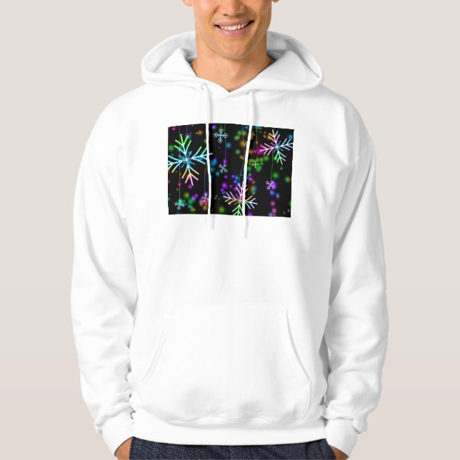 Christmas falling various neon colours snowflakes  hoodie (Front)
