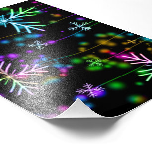 Christmas falling various neon colours snowflakes  photo print